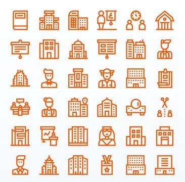 36 Bold Line Grid Fitted Designs for Corporate 128x128 Vector Icons Stock Illustration