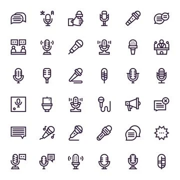 36 Bold Line Grid Fitted 64x64 Vector Icons from Commentary Suite Ilustración de archivo