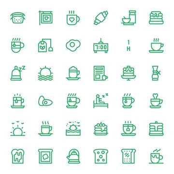 36 Bold Line Grid Fitted Vector Icons crafted for Morning 256x256 application Illustrazione stock