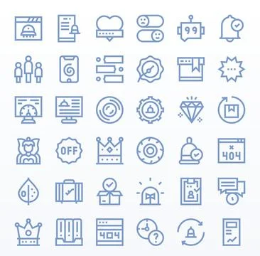 36 Bold Line Grid Fitted Vector Icons tailored for Status 256x256 interface Stock Illustration