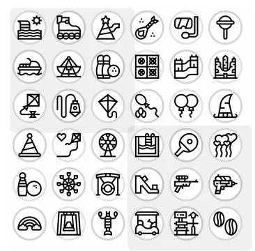 36 Bold Line Grid Fitted Vector Icons tailored for Fun Retina Ready interface Stock-Illustration
