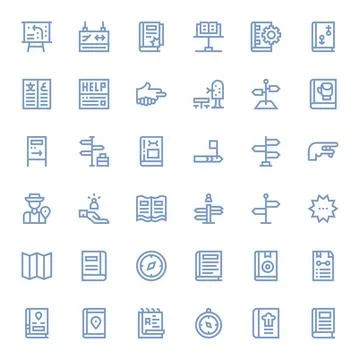 36 Bold Line Pixel Aligned Vector Icons tailored for Guide Retina Ready int.. Stock Illustration