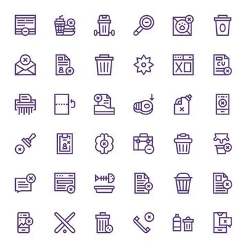 36 Bold Line PIXEL Perfect 64x64 Vector Icons from Discard Suite Stock Illustration