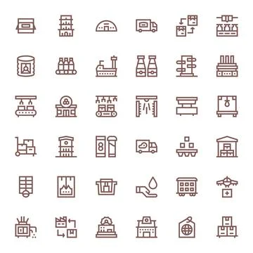 36 Bold Line PIXEL Perfect 128x128 Vector Icons from Supply Chain Suite Stock Illustration