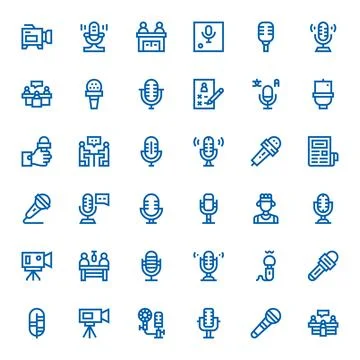 36 Bold Line Vector Icons from Interview in High Resolution Grid Fitted Quali イラスト素材