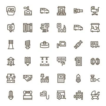 36 Bold Line Vector Icons from Compact in 256x256 Editable Quality Ilustración de archivo