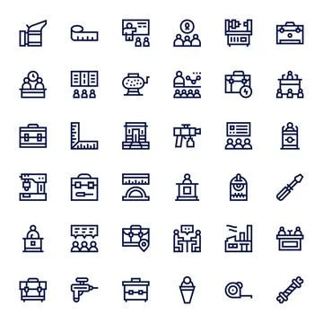 36 Bold Line Vector Icons designed for Workshop in Retina Ready Editable form Stock-Illustration