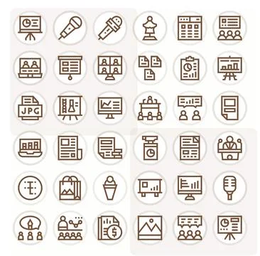 36 Bold Line Vector Icons designed for Presentation in 64x64 PIXEL Perfect .. Stock Illustration