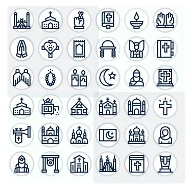 36 Bold Line Vector Icons for Prayer in crisp Retina Ready PIXEL Perfect re.. Illustrazione stock