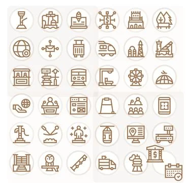 36 Bold Line Vector Icons for Platform in crisp Retina Ready Pixel Optimize.. Stockillustratie