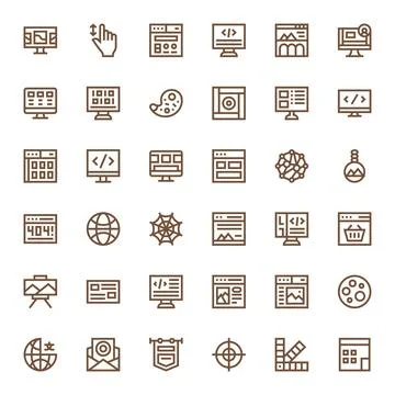 36 Bold Line Vector Icons from Web Design in Retina Ready Grid Fitted Quality Illustrazione stock