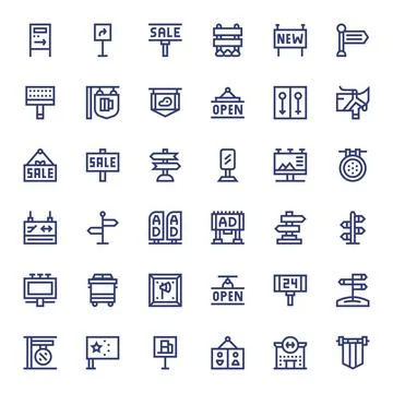 36 Bold Line Vector Icons designed for Signage in 256x256 Grid Fitted format Ilustración de archivo