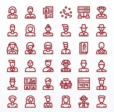 36 Bold Line Vector Icons from Client in 64x64 Grid Fitted Quality Stockillustratie