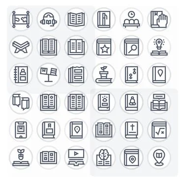 36 Bold Line Vector Icons for Book in crisp High Resolution Display Perfect.. Stock Illustration