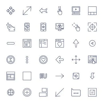 36 Bold Line Vector Icons for Ui Element in crisp 64x64 PIXEL Perfect resol.. Stock Illustration