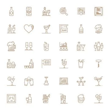 36 Bold Line Vector Icons for Bar in crisp Retina Ready Grid Fitted resolutio Illustrazione stock