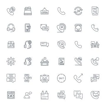 36 Customer Service Display Perfect Vector Icons in High Resolution Bold Li.. イラスト素材