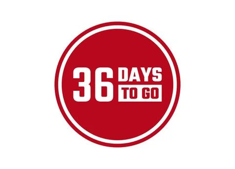 36 days to go red vector banner illustration isolated on white background Stock Illustration