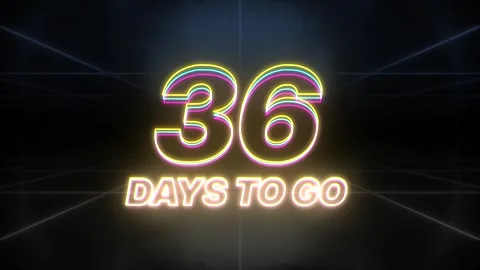 36 days to go text animation retro background Video stock 324563939