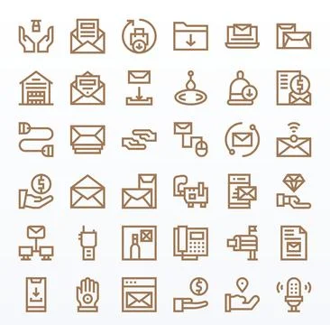 36 Display Perfect Bold Line Vector Icons designed for Receive Interface 库存插图