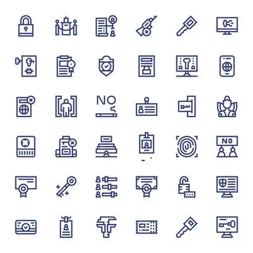 36 Editable 128x128 Vector Icons for Authorization in elegant Bold Line desig Stock Illustration