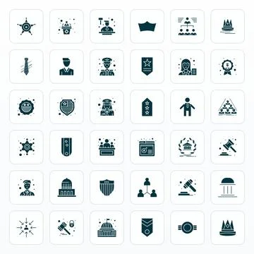 36 Editable Glyph Vector Icons from Authority Collection Stock Illustration