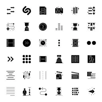 36 Filled Detail Enhanced Vector Icons tailored for Sequence 256x256 interfac Stock Illustration