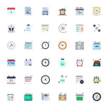 36 Flat Detail Enhanced Vector Icons crafted for Daily 128x128 applications Stock Illustration