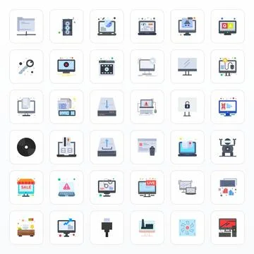 36 Flat Display Perfect 64x64 Vector Icons from Computer Suite Stock Illustration