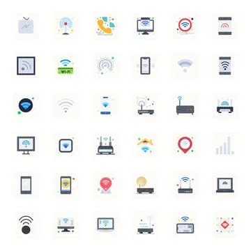 36 Flat Display Perfect Vector Icons crafted for Signal Strength 256x256 ap.. Stock Illustration