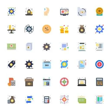 36 Flat Grid Fitted Vector Icons crafted for Budget 128x128 applications Illustrazione stock