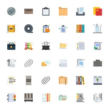 36 Flat Grid Fitted Vector Icons crafted for Binder High Resolution applica.. Stock Illustration