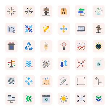 36 Flat PIXEL Perfect Retina Ready Vector Icons from Arrows Suite Stock Illustration