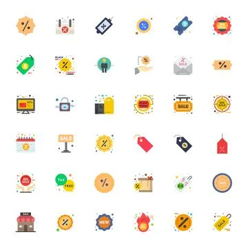 36 Flat Vector Icons from Clearance in 128x128 Pixel Optimized Quality 스톡 일러스트