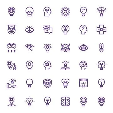 36 Grid Fitted Vector Icons themed around Insight in High Resolution Bold L.. Stock Illustration