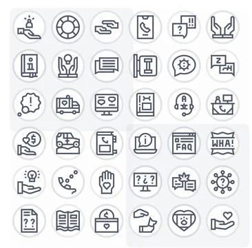 36 Help Detail Enhanced Vector Icons in High Resolution Bold Line Aesthetic Illustrazione stock