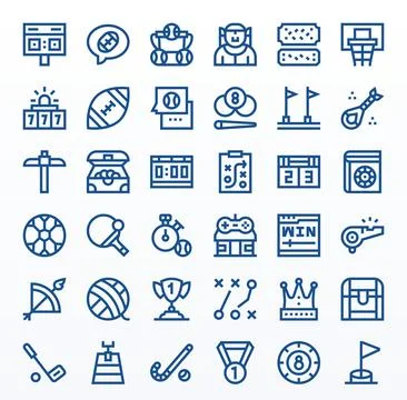 36 High Resolution Bold Line Vector Icons optimized for Game PIXEL Perfect .. Stock Illustration