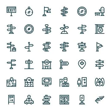 36 High Resolution Vector Icons for Wayfinding in Detail Enhanced Bold Line.. イラスト素材