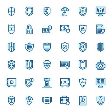 36 High Resolution Vector Icons for Safeguard in Display Perfect Bold Line .. Stock Illustration