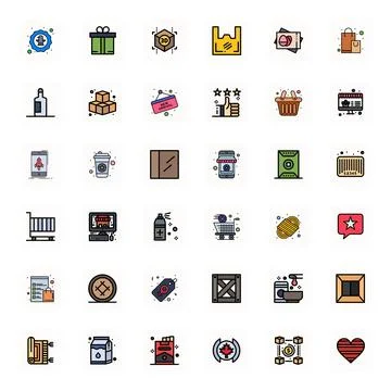 36 LineFilled Editable 64x64 Vector Icons from Product Suite Stock Illustration