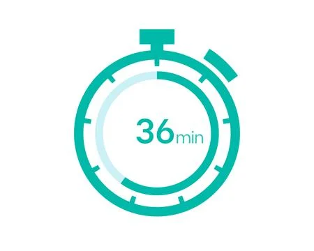 36 minutes timer icon, 36 min digital timer. Clock and watch, timer, countdow Stock Illustration