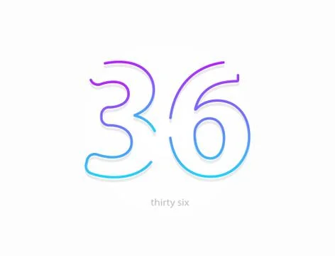 36 number, outline stroke gradient font. Trendy, dynamic creative style desig Stock Illustration