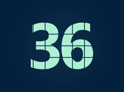 36 number, vector desing font.  Made of knife cut. For logo, brand label, des Stock Illustration
