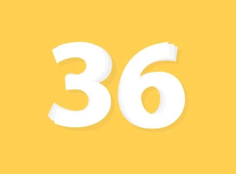 36 Number vector, modern layers design font. Eps10 illustration Illustrazione stock