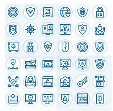 36 Pixel Aligned Bold Line Vector Icons from Firewall Collection Illustrazione stock
