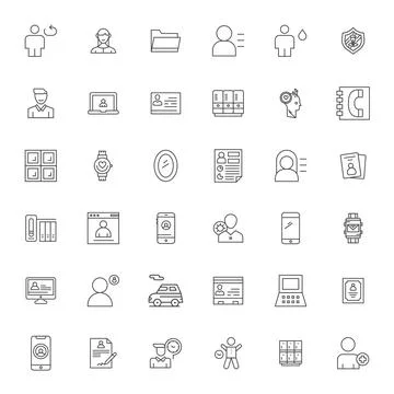 36 Pixel Aligned High Resolution Vector Icons for Personal in elegant Bold .. Stock Illustration