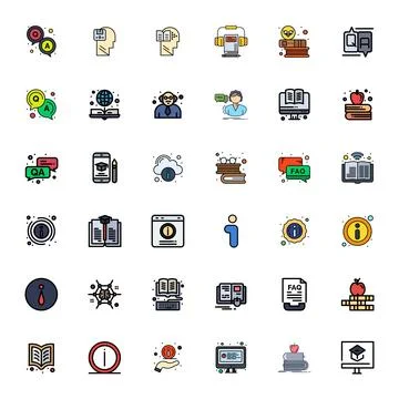 36 Pixel Aligned Vector Icons themed around Knowledge Base in 256x256 Line .. Stock Illustration