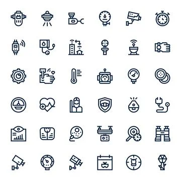 36 Pixel Optimized Bold Line Vector Icons from Monitoring Collection 스톡 일러스트