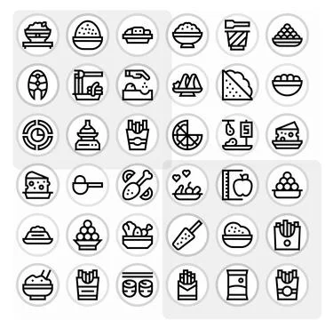 36 Pixel Optimized Bold Line Vector Icons designed for Portion Interface Stock Illustration