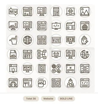 36 Pixel Optimized High Resolution Vector Icons for Website in elegant Bold.. Stock Illustration